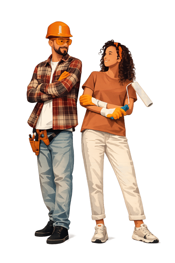 Couple en réalisant des travaux ensemble