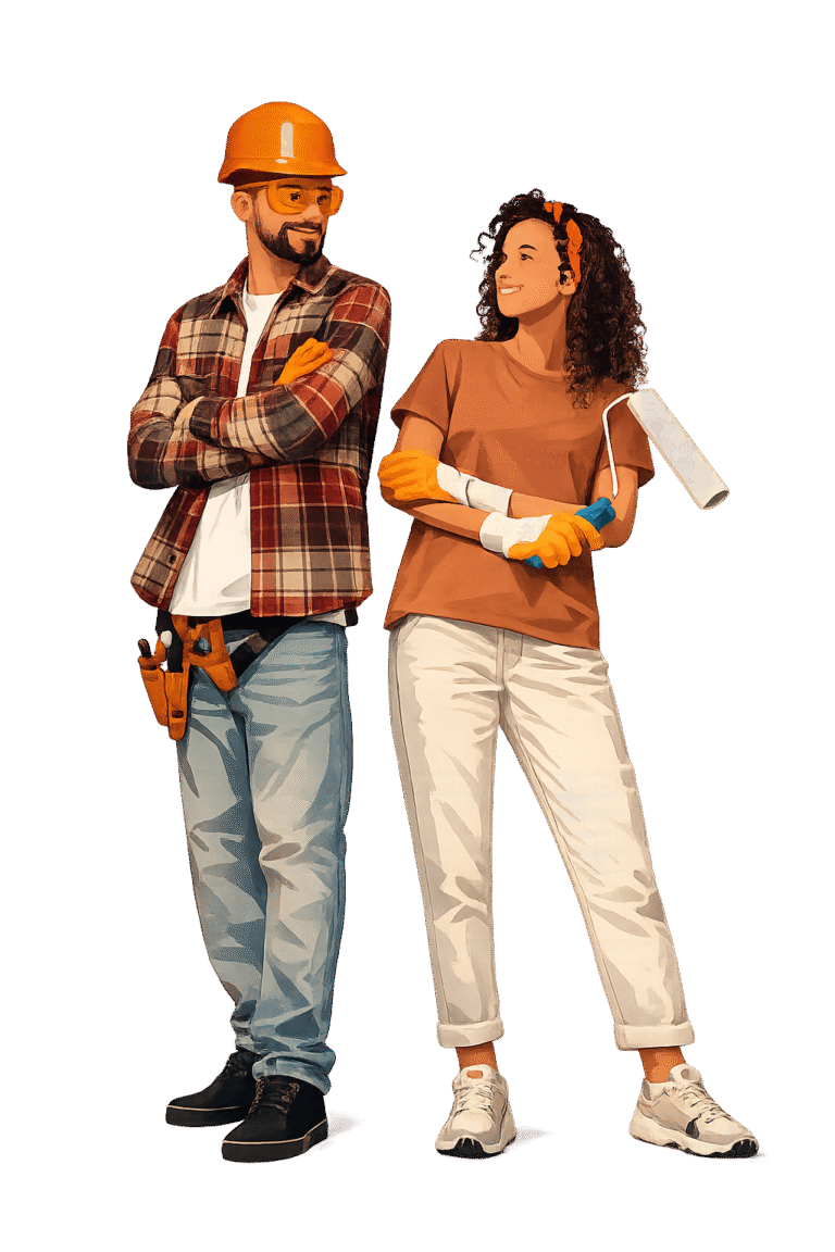 Couple en réalisant des travaux ensemble